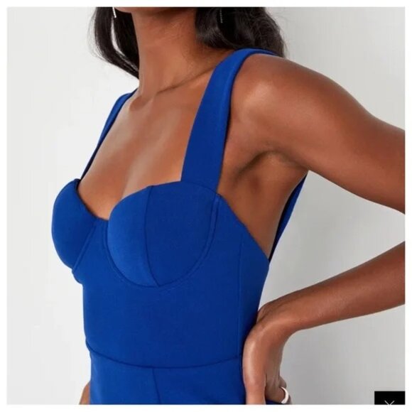 Lulus NEW Commotion-Worthy Bustier Backless Maxi Dress Size XL Royal Blue - Picture 3 of 13